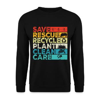 Retten Retten Recyceln Anlage Saubere Pflege Tag der Erde - Unisex Pullover - Schwarz - Vorne - Alina (178cm) & Michal (187cm)