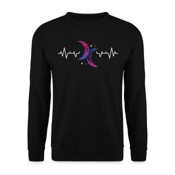 Bi Moon Heartbeat Drapeau de la fierté bisexuelle - Sweat-shirt Unisexe - noir - Devant - Alina (178cm) & Michal (187cm)