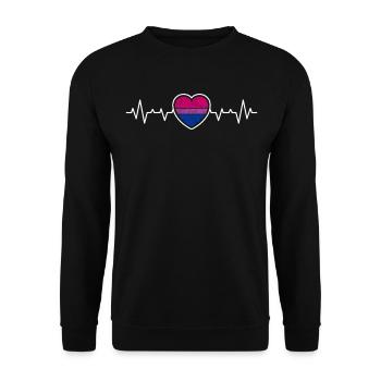 Bi Heartbeat Bisexual Pride Drapeau Couleurs Amour - Sweat-shirt Unisexe - noir - Devant - Alina (178cm) & Michal (187cm)