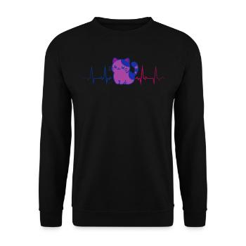 Bisexual Pride Cute Cat Heartbeat - Unisex Sweatshirt - black - Front - Alina (178cm) & Michal (187cm)