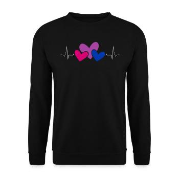 Bisexual Pride Floating Hearts Heartbeat - Unisex Sweatshirt - black - Front - Alina (178cm) & Michal (187cm)