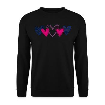 Cute Bi Hearts in Subtle Flag Colors - Unisex Sweatshirt - black - Front - Alina (178cm) & Michal (187cm)