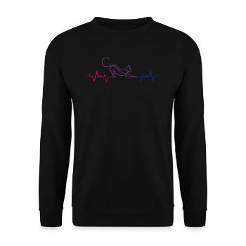 Bisexual heartbeat with stretched cats - Unisex Sweatshirt - black - Front - Alina (178cm) & Michal (187cm)