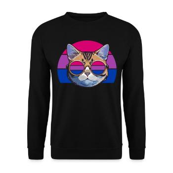 Retro Cat with Bisexual Pride Round Glasses - Unisex Sweatshirt - black - Front - Alina (178cm) & Michal (187cm)