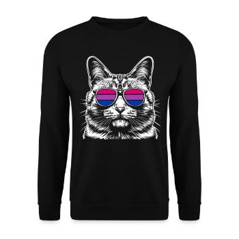 Chat Lunettes de Soleil Bi Couleurs Bi Pride - Sweat-shirt Unisexe - noir - Devant - Alina (178cm) & Michal (187cm)