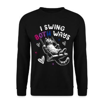 Bisexual Pride Drôle Balançoire Chat Bi Couleurs - Sweat-shirt Unisexe - noir - Devant - Alina (178cm) & Michal (187cm)