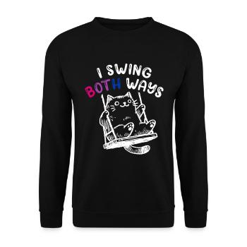 Bisexuell Pride Ich Schwinge Beidseitig Bi Katze - Unisex Pullover - Schwarz - Vorne - Alina (178cm) & Michal (187cm)