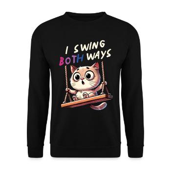 Bisexual Pride Cute Swing Cat Bi Colors - Unisex Sweatshirt - black - Front - Alina (178cm) & Michal (187cm)