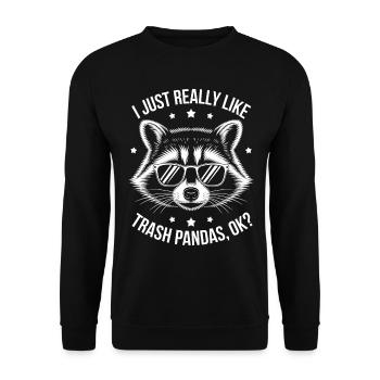 Raccoon Saying Trash Funny Raccoon Gift - Unisex Sweatshirt - black - Front - Alina (178cm) & Michal (187cm)