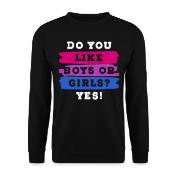 Bisexual Pride Flag Colors Funny Expression - Unisex Sweatshirt - black - Front - Alina (178cm) & Michal (187cm)