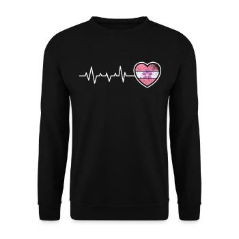 Lesbienne Heartbeat Rétro Violet Pride - Sweat-shirt Unisexe - noir - Devant - Alina (178cm) & Michal (187cm)