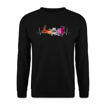 Lesbian Heartbeat With Cute Cats Pride Love - Unisex Sweatshirt - black - Front - Alina (178cm) & Michal (187cm)