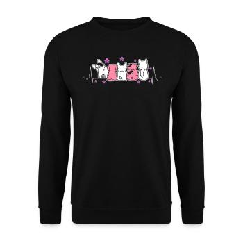 Lesbian heartbeat with cute dogs and flowers - Unisex Sweatshirt - black - Front - Alina (178cm) & Michal (187cm)