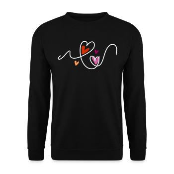 Lesbian Line Art Minimalist Hearts Pride - Unisex Sweatshirt - black - Front - Alina (178cm) & Michal (187cm)