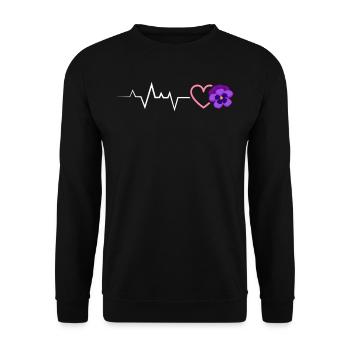 Lesbischer Herzschlag Veilchen Blume Liebe Pride - Unisex Pullover - Schwarz - Vorne - Alina (178cm) & Michal (187cm)