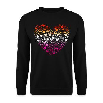 Lesbisches Stolz Herz aus kleinen Herzen LGBTQ+ - Unisex Pullover - Schwarz - Vorne - Alina (178cm) & Michal (187cm)