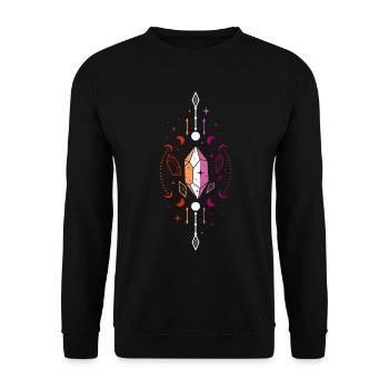 Kristall mit Monden und lesbischer Magie - Unisex Pullover - Schwarz - Vorne - Alina (178cm) & Michal (187cm)