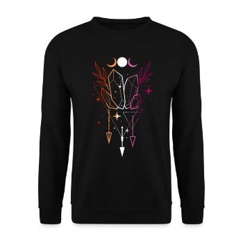 Kristalle mit Monden und lesbischer Magie - Unisex Pullover - Schwarz - Vorne - Alina (178cm) & Michal (187cm)