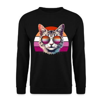 Cool cat with sunglasses and lesbian look - Unisex Sweatshirt - black - Front - Alina (178cm) & Michal (187cm)