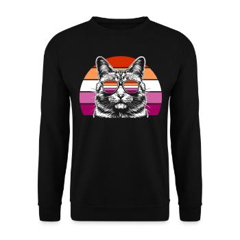Vintage cat with glasses and lesbian colors - Unisex Sweatshirt - black - Front - Alina (178cm) & Michal (187cm)