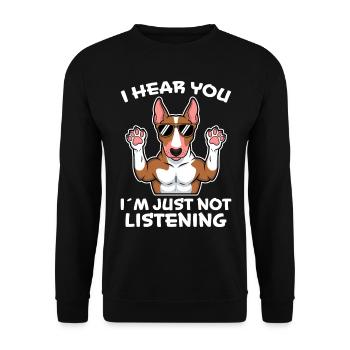 Bullterrier Spruch Lustiges Bullterrier Geschenk - Unisex Pullover - Schwarz - Vorne - Alina (178cm) & Michal (187cm)