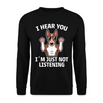 Bullterrier Spruch Lustiges Bullterrier Geschenk - Unisex Pullover - Schwarz - Vorne - Alina (178cm) & Michal (187cm)