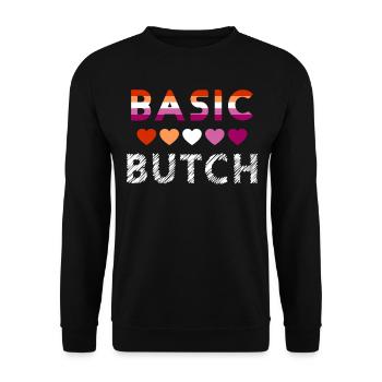 Basic Butch Funny Lesbian Pride Statement - Unisex Sweatshirt - black - Front - Alina (178cm) & Michal (187cm)