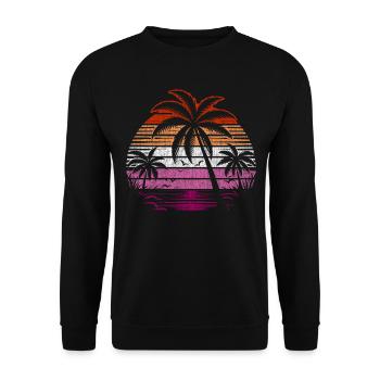 Rétro coucher de soleil Lesbienne Fierté Palmiers - Sweat-shirt Unisexe - noir - Devant - Alina (178cm) & Michal (187cm)