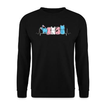 Herzschlag Süße Hunde Transgender Pride Flagge - Unisex Pullover - Schwarz - Vorne - Alina (178cm) & Michal (187cm)