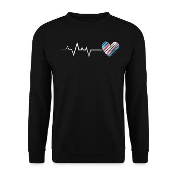Transgender heartbeat with sketch style heart - Unisex Sweatshirt - black - Front - Alina (178cm) & Michal (187cm)