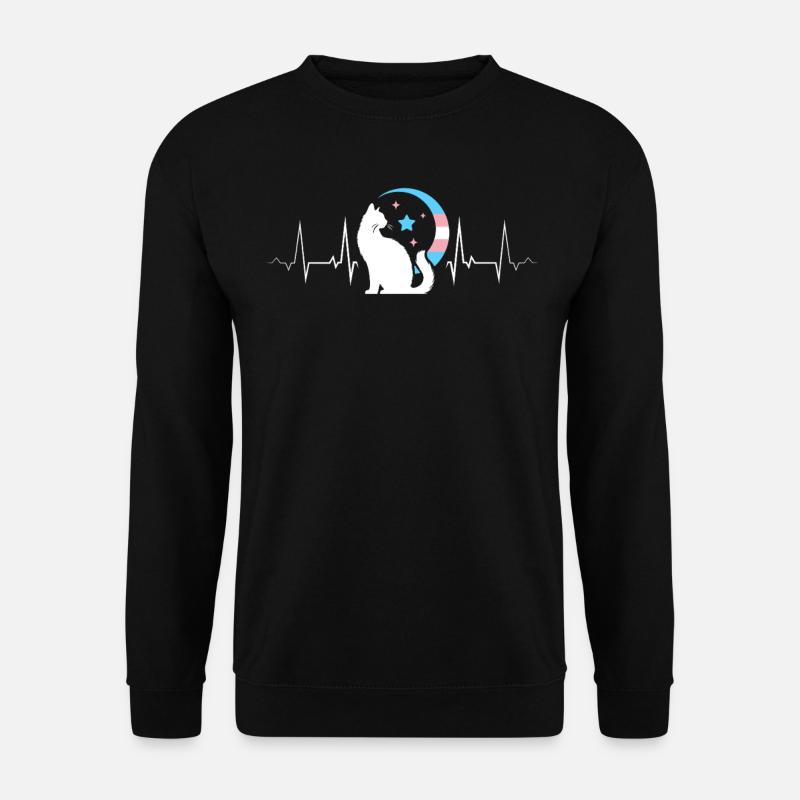 Herzschlag Mystische Katze Mond Transgender Pride - Unisex Pullover - Schwarz