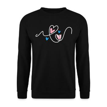 Herzlinie Transgender Flagge Liebe Stolz LGBTQ+ - Unisex Pullover - Schwarz - Vorne - Alina (178cm) & Michal (187cm)