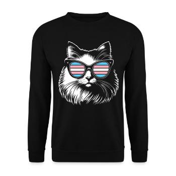 Fluffy Transgender Cat with Cool Glasses - Unisex Sweatshirt - black - Front - Alina (178cm) & Michal (187cm)