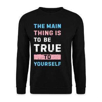 Transgender Statement Pride und Selbstbewusstsein - Unisex Pullover - Schwarz - Vorne - Alina (178cm) & Michal (187cm)