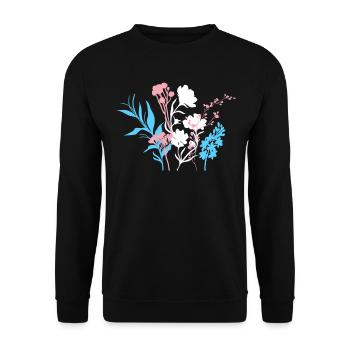Eleganter Blumenstrauß In Transgender Farben - Unisex Pullover - Schwarz - Vorne - Alina (178cm) & Michal (187cm)