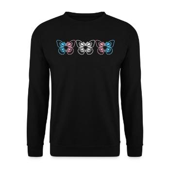 Trois papillons dans le style des couleurs transgenres - Sweat-shirt Unisexe - noir - Devant - Alina (178cm) & Michal (187cm)