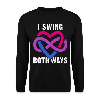 Ich Schwinge Beidseitig Polyamorie Bi Pride - Unisex Pullover - Schwarz - Vorne - Alina (178cm) & Michal (187cm)
