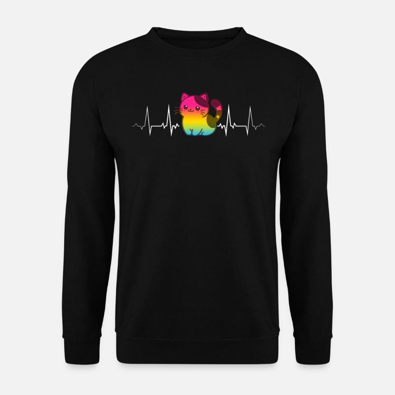 Pansexual cat with pride heartbeat - Unisex Sweatshirt - black