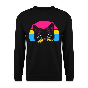 Pan cat peeking out with Pride flag colors - Unisex Sweatshirt - black - Front - Alina (178cm) & Michal (187cm)