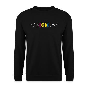 Pansexual Love with Heart Rate in Pride Colors - Unisex Sweatshirt - black - Front - Alina (178cm) & Michal (187cm)