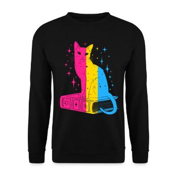 Livre Chat Céleste Fierté Pansexuelle LGBTQ+ - Sweat-shirt Unisexe - noir - Devant - Alina (178cm) & Michal (187cm)