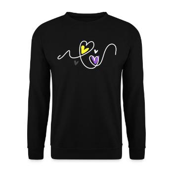 Nonbinary Pride Heart Line Enby Colors Love - Unisex Sweatshirt - black - Front - Alina (178cm) & Michal (187cm)