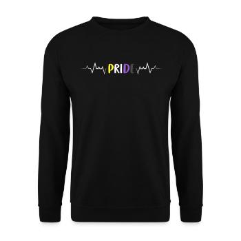 Nonbinary Pride Herzschlag Pride Non Binary Flagge - Unisex Pullover - Schwarz - Vorne - Alina (178cm) & Michal (187cm)