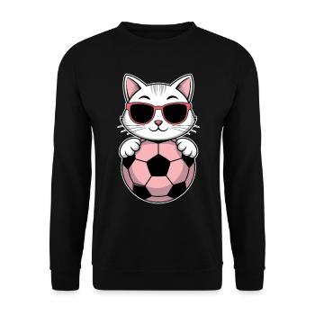Soccer Girl Cat Funny Soccer Player Gift - Unisex Sweatshirt - black - Front - Alina (178cm) & Michal (187cm)