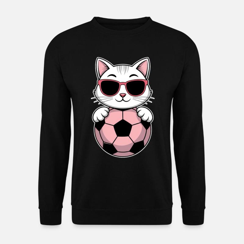Fußball Mädchen Katze Lustig Fussballerin Geschenk - Unisex Pullover - Schwarz