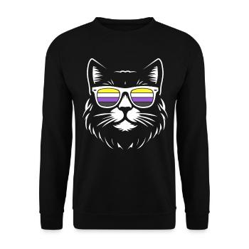 Minimalist Cat Nonbinary Pride Enby - Unisex Sweatshirt - black - Front - Alina (178cm) & Michal (187cm)