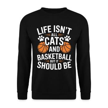 Basketball Saying Cat Funny Basketball Gift - Unisex Sweatshirt - black - Front - Alina (178cm) & Michal (187cm)
