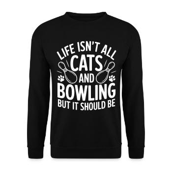 Bowling Spruch Katzen Lustiges Bowling Geschenk - Unisex Pullover - Schwarz - Vorne - Alina (178cm) & Michal (187cm)
