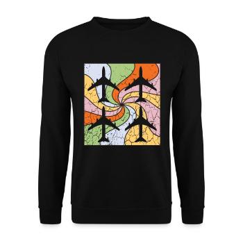 Motif d’avion Mandala - Sweat-shirt Unisexe - noir - Devant - Alina (178cm) & Michal (187cm)