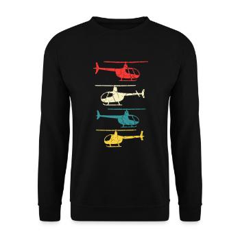 Retro Helikopter - Unisex Pullover - Schwarz - Vorne - Alina (178cm) & Michal (187cm)